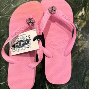 Havaianas Pink Flip Flops with Stones
